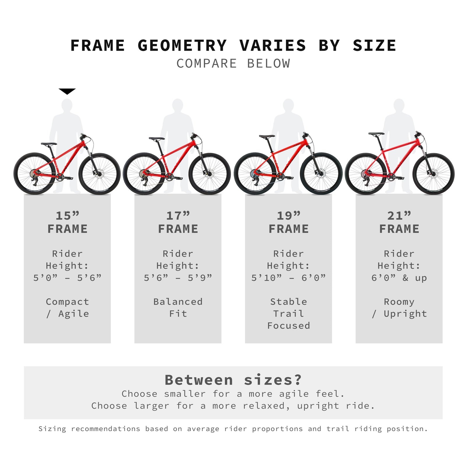 Alpaka 29 MTB Hardtail Bike 1.0 - Red Size Chart